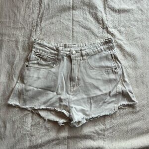 Women's Cream Denim Cargo Shorts